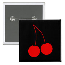 Two Red Cherries. Pinback Button