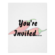 Two Red Chilli Peppers on Side Personalized Invite