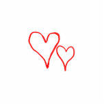 Two red drawn heart outlines, different sizes photo sculptures