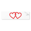two red hearts icon bumper stickers
