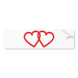 two red hearts icon bumper stickers