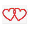 two red hearts icon postcards