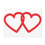 two red hearts icon postcards