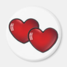 two red hearts magnet