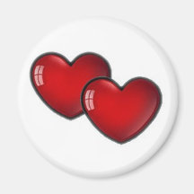 Two Red Hearts Refrigerator Magnet