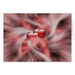 two red hearts romantic swirls card