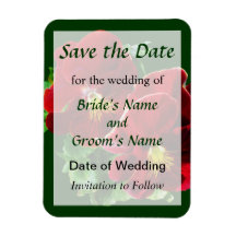 Two Red Pansies Save the Date Vinyl Magnets