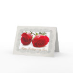 Two red roses Twin Birthday Card