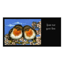 Two robins photo card