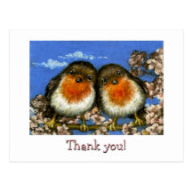 Two robins post card