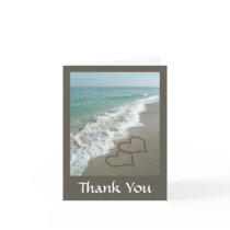 Two Sand Hearts on the Beach, Romantic Ocean Greeting Card