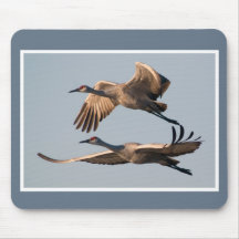 Two Sandhill Cranes Flying Over Bosque Mouse Pads