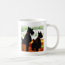 Two Scottie Dogs At Christmas Mugs