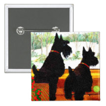 Two Scottie Dogs At Christmas Pin