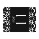 Two Sided Black and White Damask Table Number