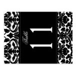 Two Sided Black and White Damask Table Number Post Card