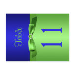 Two Sided Lime and Royal Blue Table Number Post Cards