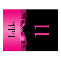 Two Sided Pink and Black Table Number Post Cards