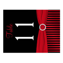 Two Sided Red and Black Striped Table Number Post Cards