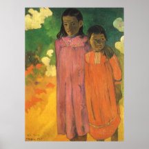 Two Sisters by Gauguin, Vintage Impressionism Art Print