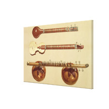 Two sitars and a rudra vina, Indian, from 'Musical Stretched Canvas Prints
