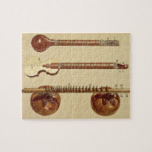 Two sitars and a rudra vina, Indian, from 'Musical Puzzles