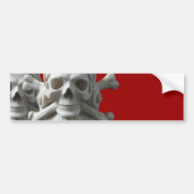 Two Skulls & Bones Pirate Skeleton Bumper Sticker