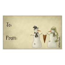Two Snowmen Holiday Country Gift Tags Business Card