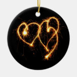 Two Sparkler Hearts Christmas Ornament