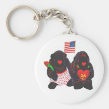 Two Stuffed Gorillas American Flag Keychain
