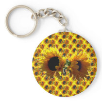 Two Sunflowers Keychain