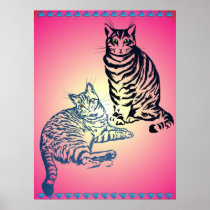 Two Tabby Cats Poster