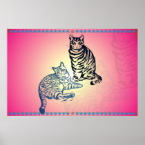 Two Tabby Cats Poster