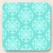 two tone aqua baby blue damask drink coasters
