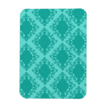 two tone aqua blue aqua diamond damask magnet