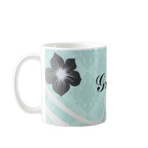 two tone blue aqua diamond damask coffee mug
