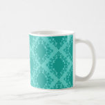 two tone blue aqua diamond damask mug