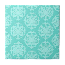 two tone blue damask pattern ceramic tile