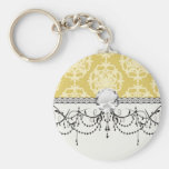 two tone gold royale damask pattern key chains