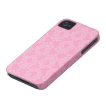 two tone pastel pink floral damask pattern iPhone 4 cases