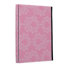 two tone pastel pink floral damask pattern iPad folio case