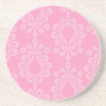 two tone pastel pink floral damask pattern drink coasters
