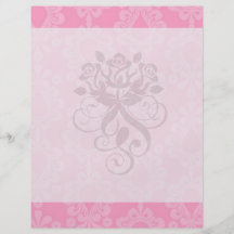 two tone pastel pink floral damask pattern full colour flyer