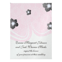 two tone pastel pink floral damask pattern personalised invites