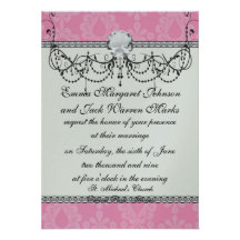 two tone pastel pink floral damask pattern custom invites
