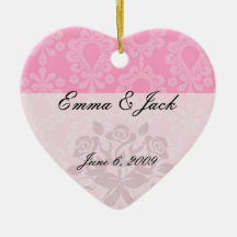 two tone pastel pink floral damask pattern ornaments