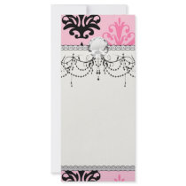 two tone pink and black chic damask personalized rack card