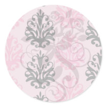 two tone pink and black chic damask sticker