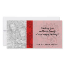 two tone red damask photo card