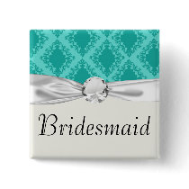 two tone tiffany blue aqua diamond damask pinback buttons